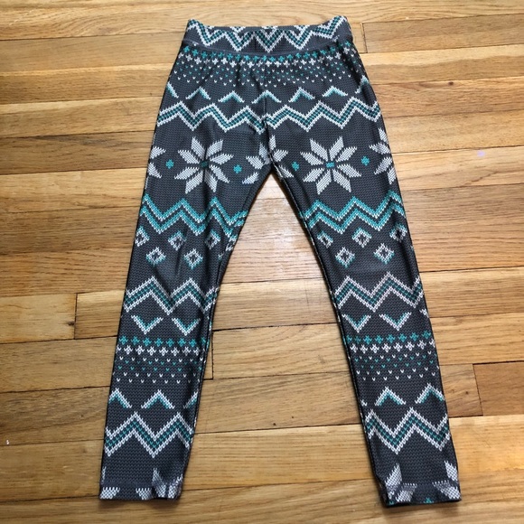 Girls size 7 sweater print leggings - Picture 2 of 4